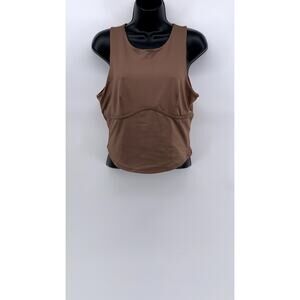 ALMOST FAMOUS Women's Brown Scoop-Neck Sleeveless Crop Top SZ L